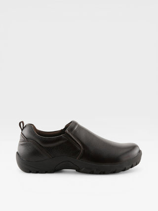 Spring Step Professional Beckham Men's Leather Slip-On Work Shoes in Brown colorway