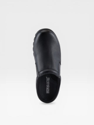 Spring Step Professional Blaine Men's Leather Slip-On Work Shoes in Black colorway