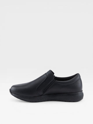 Spring Step Professional Branski Women's Leather Zipper Slip-On Work Shoes in Black colorway