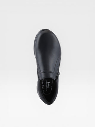 Spring Step Professional Branski Women's Leather Zipper Slip-On Work Shoes in Black colorway