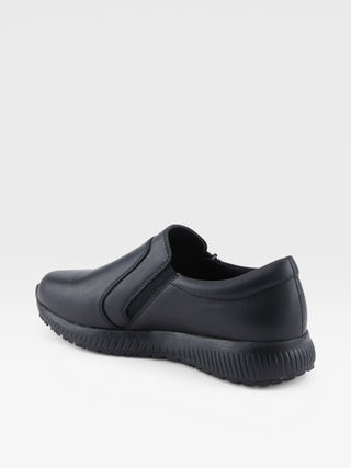 Spring Step Professional Branski Women's Leather Zipper Slip-On Work Shoes in Black colorway