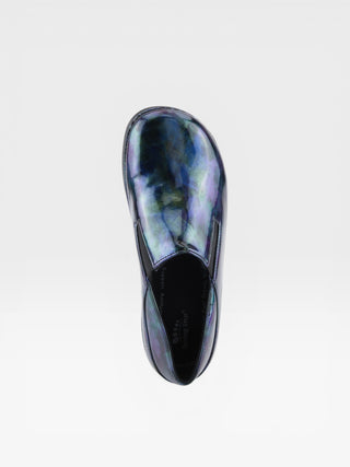 Spring Step Professional Ferrara-Fog Women's Printed Slip-On Work Shoes in Navy Patent colorway
