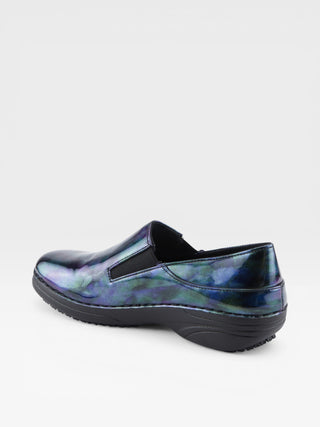 Spring Step Professional Ferrara-Fog Women's Printed Slip-On Work Shoes in Navy Patent colorway