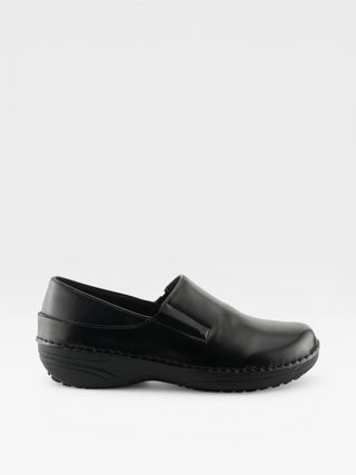 Spring Step Professional Manila Women's Leather Slip-On Work Shoes in Black colorway