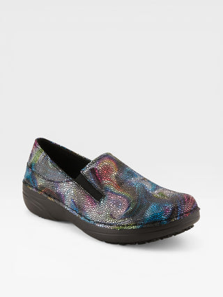 Spring Step Professional Manila Boreal Women's Printed Slip-On Work Shoes in Blue colorway