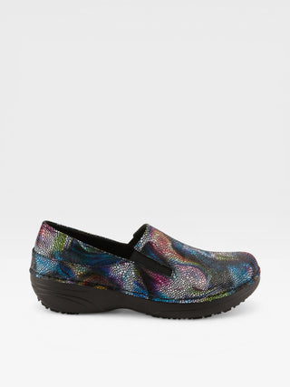 Spring Step Professional Manila Boreal Women's Printed Slip-On Work Shoes in Blue colorway