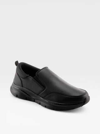 Spring Step Professional Whitaker Men's Leather Slip-On Work Shoes in Black colorway