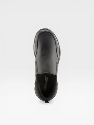 Spring Step Professional Whitaker Men's Leather Slip-On Work Shoes in Black colorway