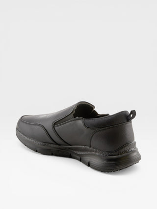 Spring Step Professional Whitaker Men's Leather Slip-On Work Shoes in Black colorway