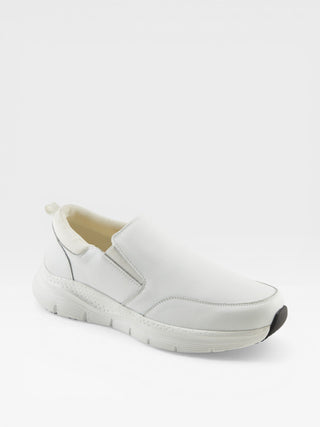 Spring Step Professional Whitaker Men's Leather Slip-On Work Shoes in White colorway