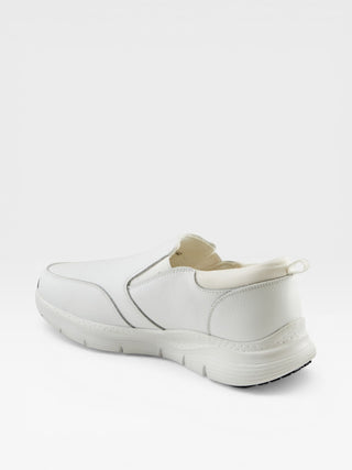Spring Step Professional Whitaker Men's Leather Slip-On Work Shoes in White colorway