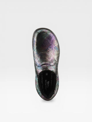 Spring Step Professional Winfrey-Aura Women's Printed Microfiber Slip-On Work Shoes in Blue Multi colorway