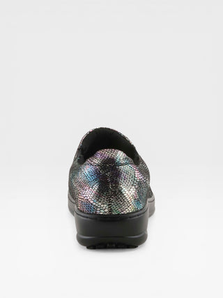 Spring Step Professional Winfrey-Aura Women's Printed Microfiber Slip-On Work Shoes in Blue Multi colorway