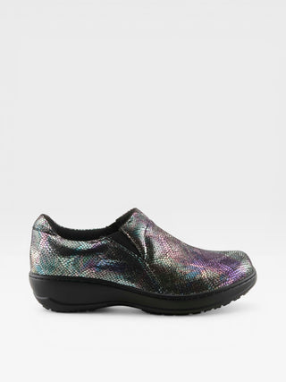 Spring Step Professional Winfrey-Aura Women's Printed Microfiber Slip-On Work Shoes in Blue Multi colorway