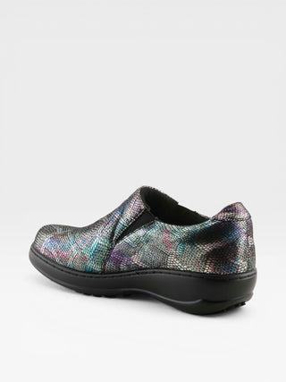 Spring Step Professional Winfrey-Aura Women's Printed Microfiber Slip-On Work Shoes in Blue Multi colorway