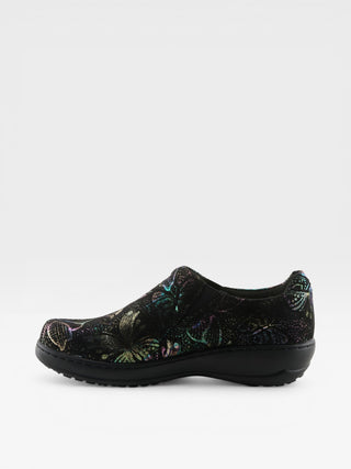 Spring Step Professional Winfrey-Flutter Women's Printed Slip-On Work Shoes in Black Multi colorway