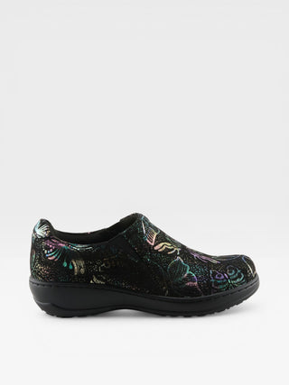 Spring Step Professional Winfrey-Flutter Women's Printed Slip-On Work Shoes in Black Multi colorway