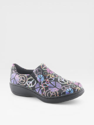 Spring Step Professional Winfrey-Peace Women's Printed Slip-On Work Shoes in Black Multi colorway
