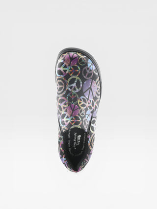 Spring Step Professional Winfrey-Peace Women's Printed Slip-On Work Shoes in Black Multi colorway