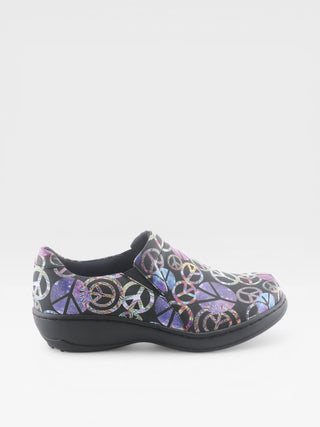 Spring Step Professional Winfrey-Peace Women's Printed Slip-On Work Shoes in Black Multi colorway
